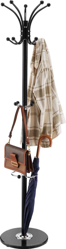VEVOR Garderobenständer, 176 cm, Kleiderständer mit Schirmhalter, stabiler Marmorsockel und 14 Haken, Jackenständer für Eingangsbereich, Wohnzi...