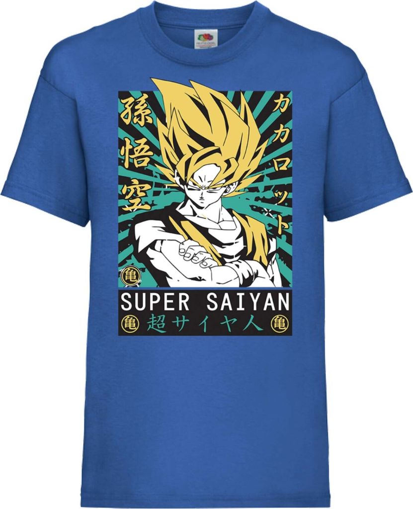 Kinder T-Shirt Dragon Anime Manga Ball Z 15 Ssg, 3-4 Jahr - 104 / Blau