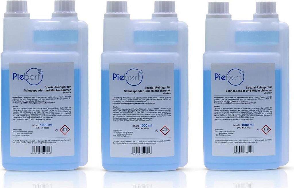 3x 1L Milchsystemreiniger 8205 für Milchbehälter von DeLonghi Jura Siemens Melitta Philips Saeco Kaffeevollautomaten