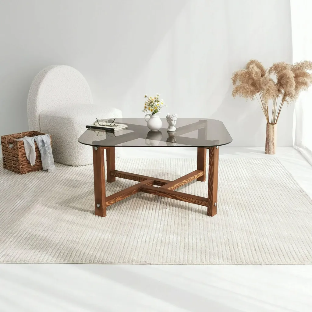 Table basse Aurano 80cm Chêne brun Robuste avec Porte-revues Discret - 5