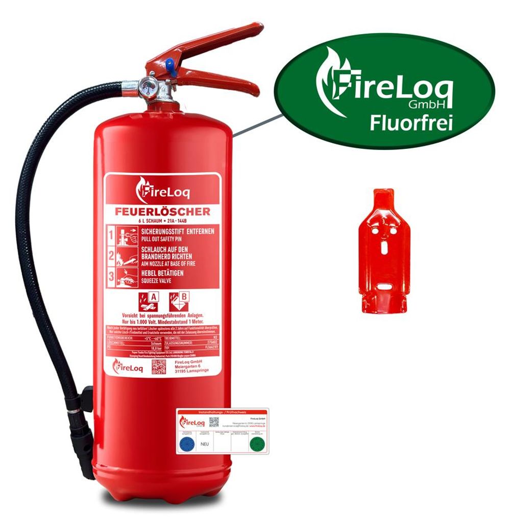 FireLoq 6L fluorfrei Schaum Feuerlöscher für Brandklasse AB Produktbild 