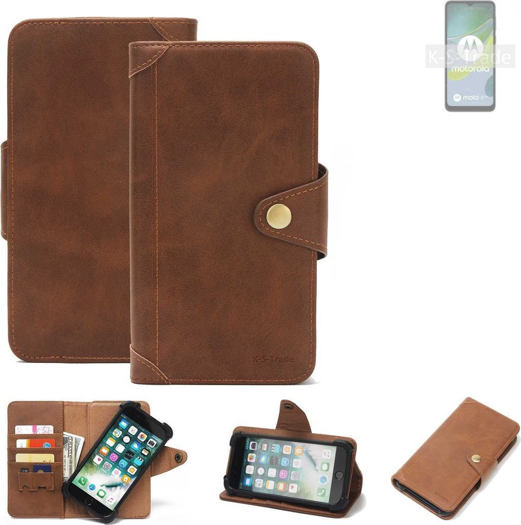 K-S-Trade Handyhülle kompatibel mit Motorola Moto E13 Schutz Hülle Walletcase Bookstyle Tasche Case Handytasche Wallet Flipcase Cover Polyurethan...