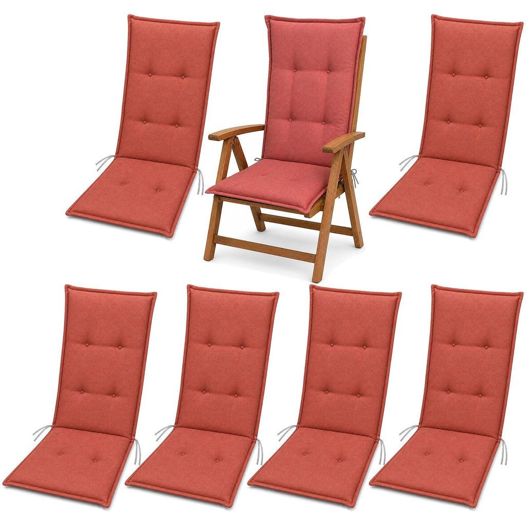 BURI 6x Auflagen Set Hochlehner für Gartenstühle 120x48x7cm Produktbild 