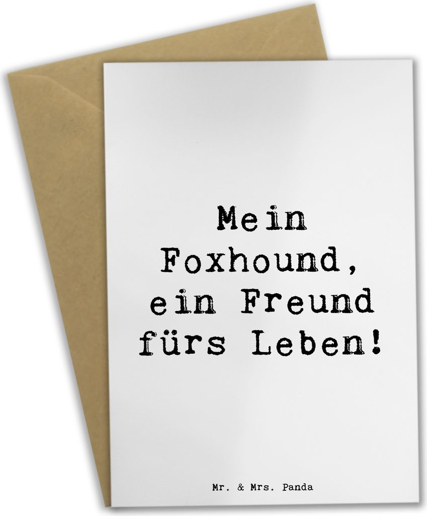 Mr. & Mrs. Panda Klappkarte Spruch Foxhound Freund - Weiß - Geschenk, osterkarten, dankeskarten, hochzeitskarten, Hunderassen Beschreibung, osterk...