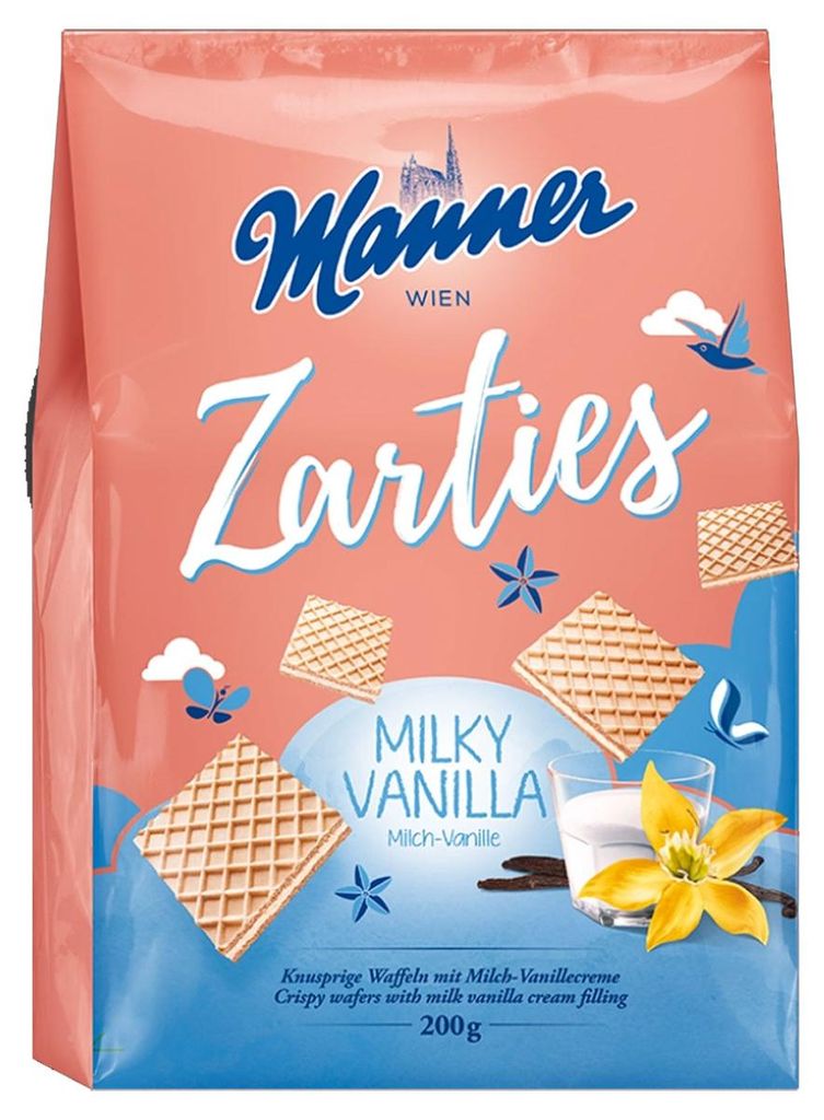 Manner Zarties Milky Vanilla chrupiące wafelki z kremem Zdjęcie produktu 