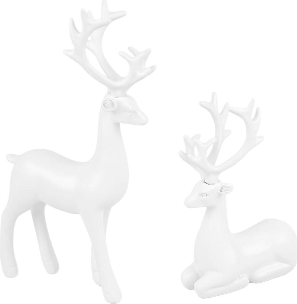 Paar kleine Rentierfiguren als Weihnachtsdekoration für Wohnzimmer, TV-Schrank, Büro oder Zuhause