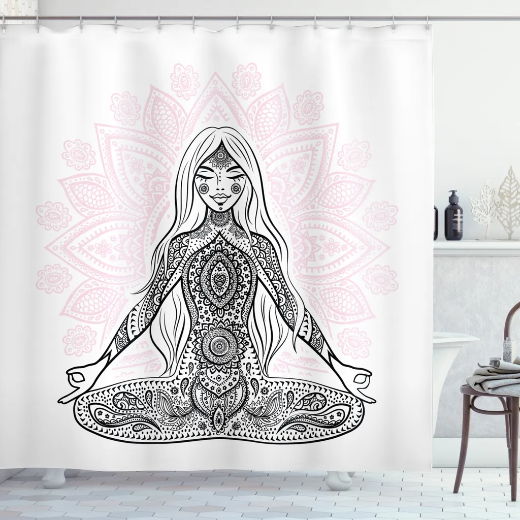 ABAKUHAUS Tenda Doccia Tessuto Viola 175x200cm con 12 Ganci Inclusi
