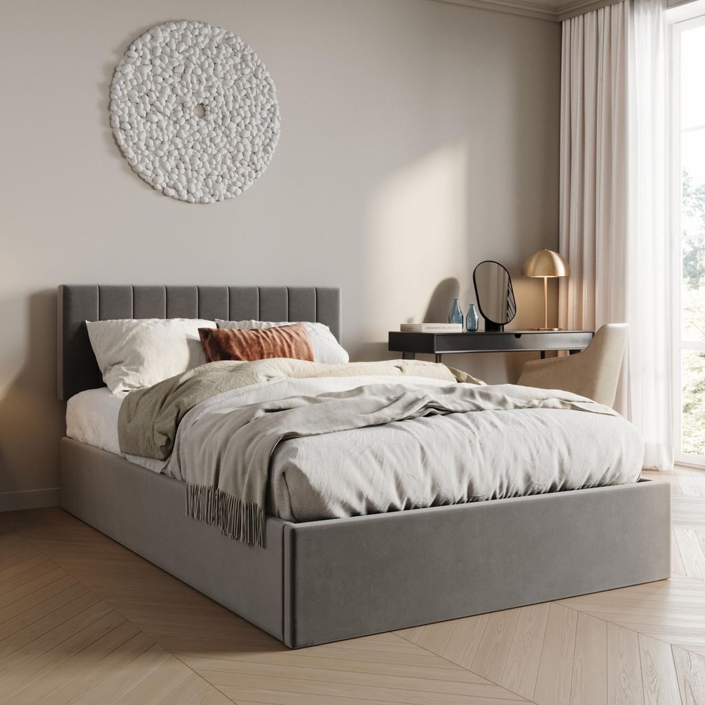 Polsterbett 140x200 cm mit Stauraum und Lattenrost Doppelbett mit hydraulischem Bettkasten Gepolstertes Bett Bed Stauraumbett Stabiler Bettrahmen |...