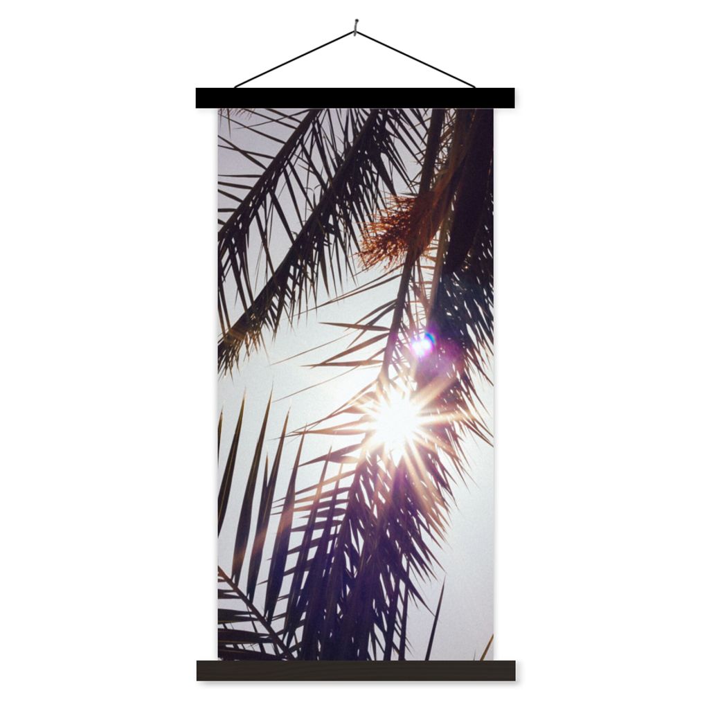 MuchoWow Textilposter Palmwedel - Sonne - Sommer 90x180 cm mit schwarzem Rahmen - Dekoration Wohnzimmer