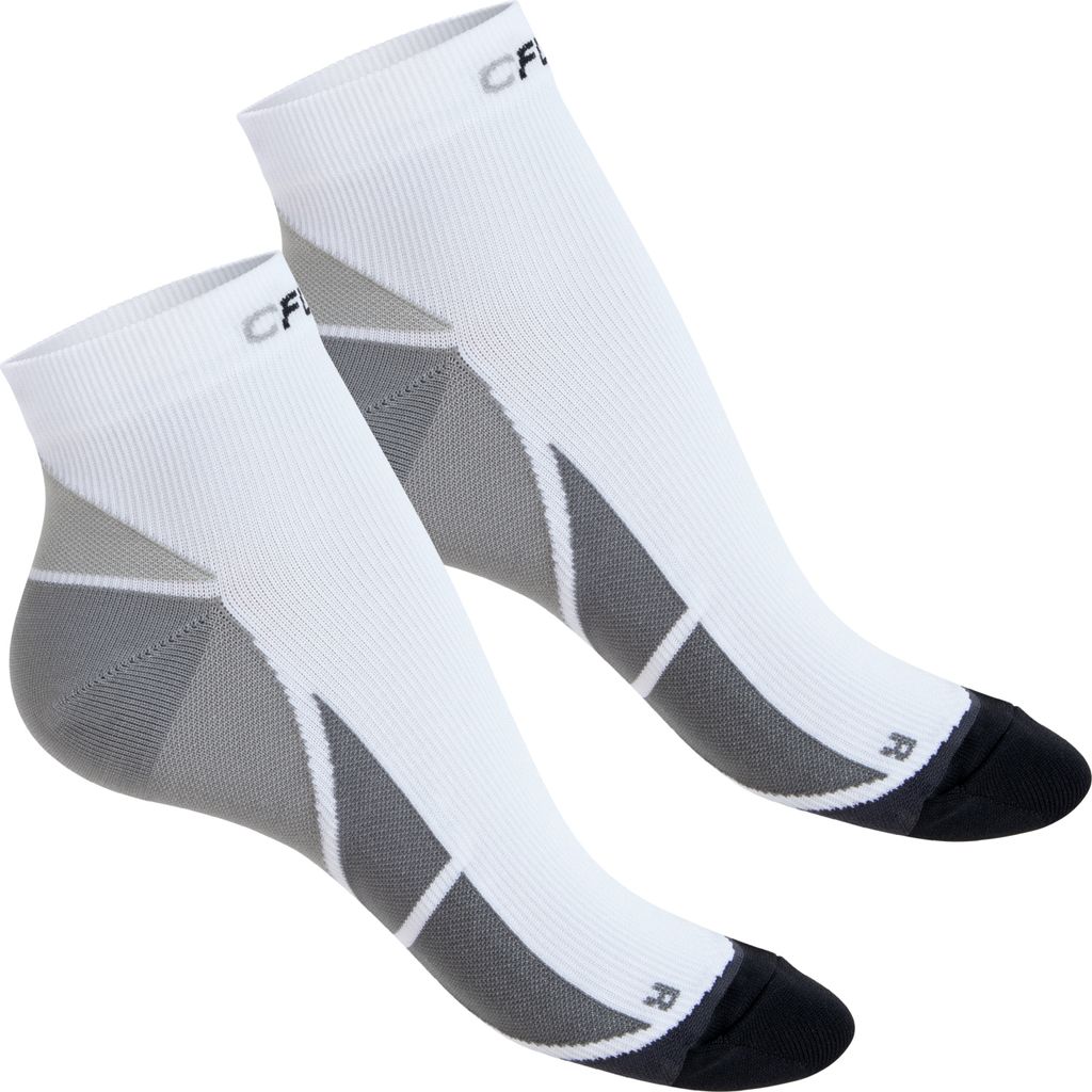CFLEX Herren & Damen Sport Kompressionssocke (2 Paar) Kurzschaft Socken - Weiss-Grau 43-46