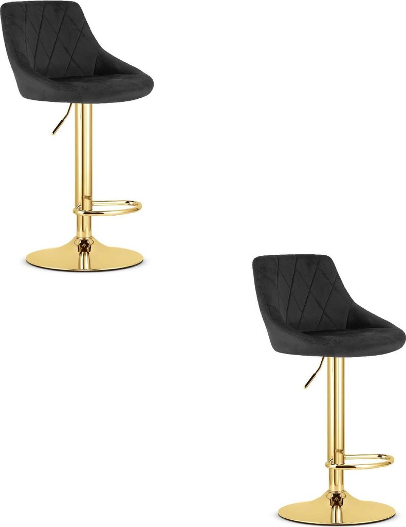 KAST Hocker - schwarzer Samt / goldene Basis x 2
