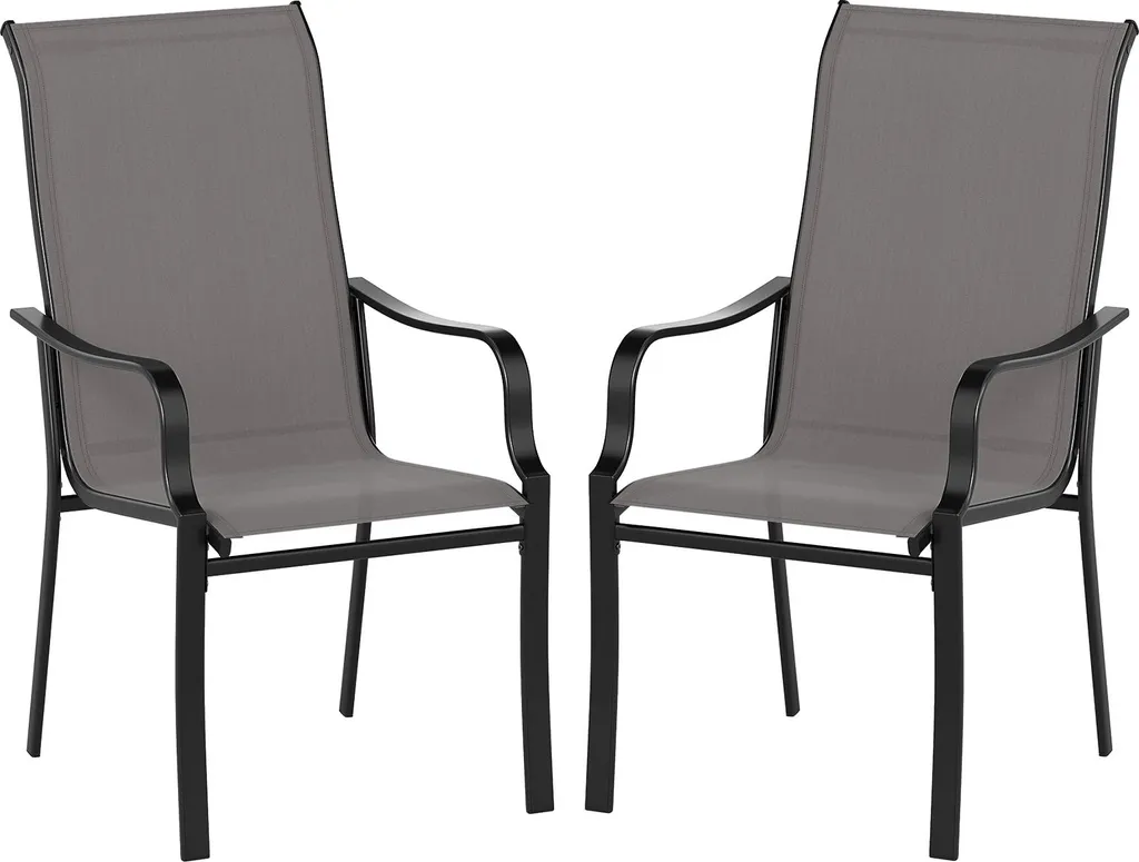Chaises de Terrasse Haut Dossier Lot de 2 Fauteuils de Jardin Gris Cosy
