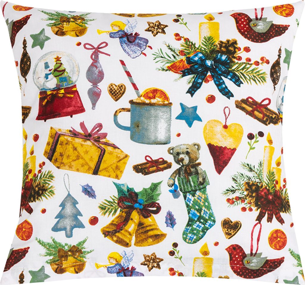 Baumwolllaken - Weihnachten - 40x40 cm - Weiß,Rot,Gold
