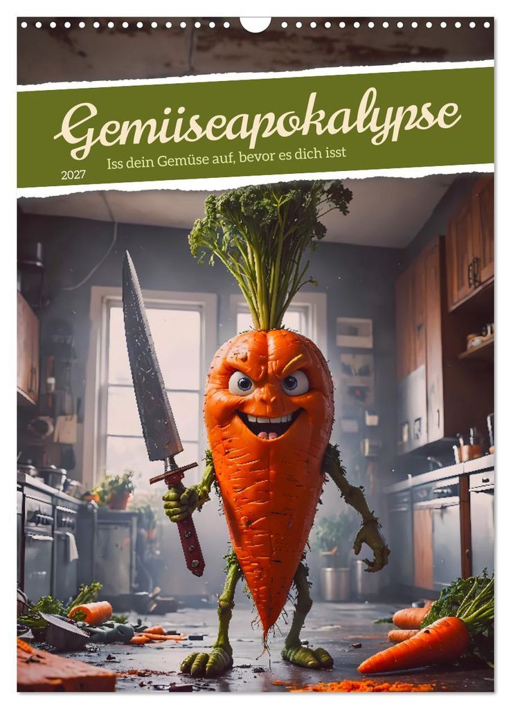 Gemüseapokalypse - Iss dein Gemüse auf, bevor es dich isst (Wandkalender 2027 DIN A3 hoch), CALVENDO Monatskalender