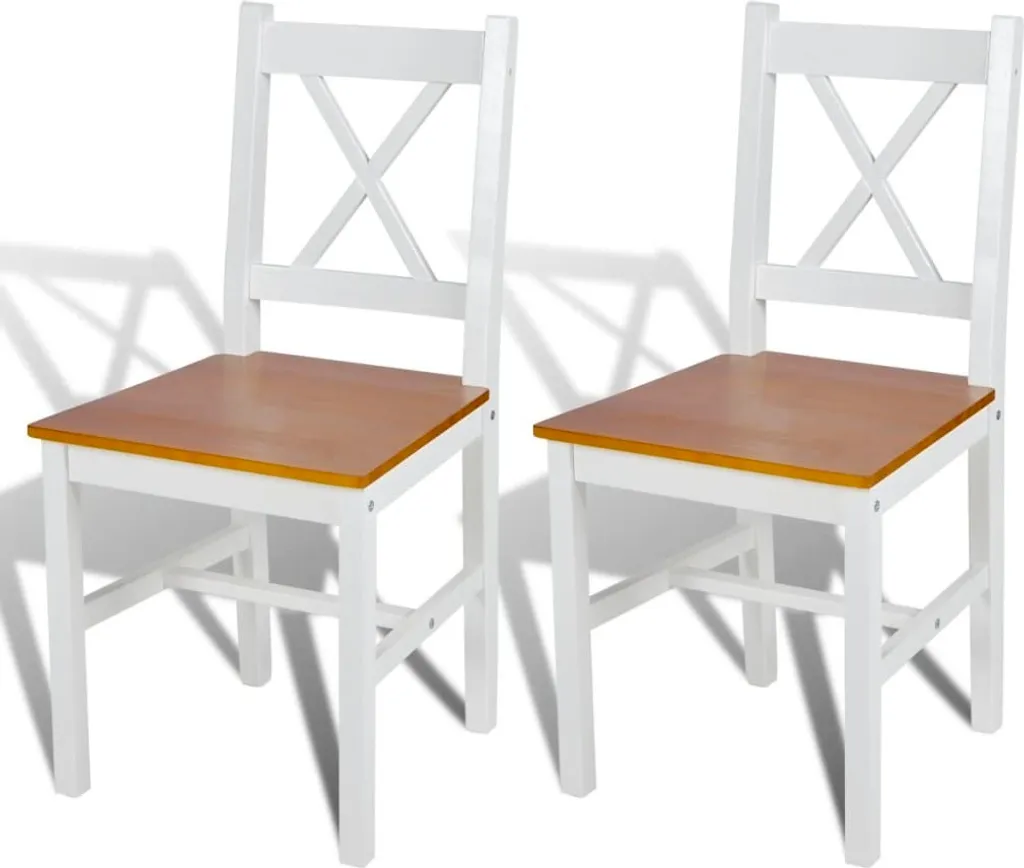 Chaise de salle à manger en bois blanc lot de 2 avec assise verte