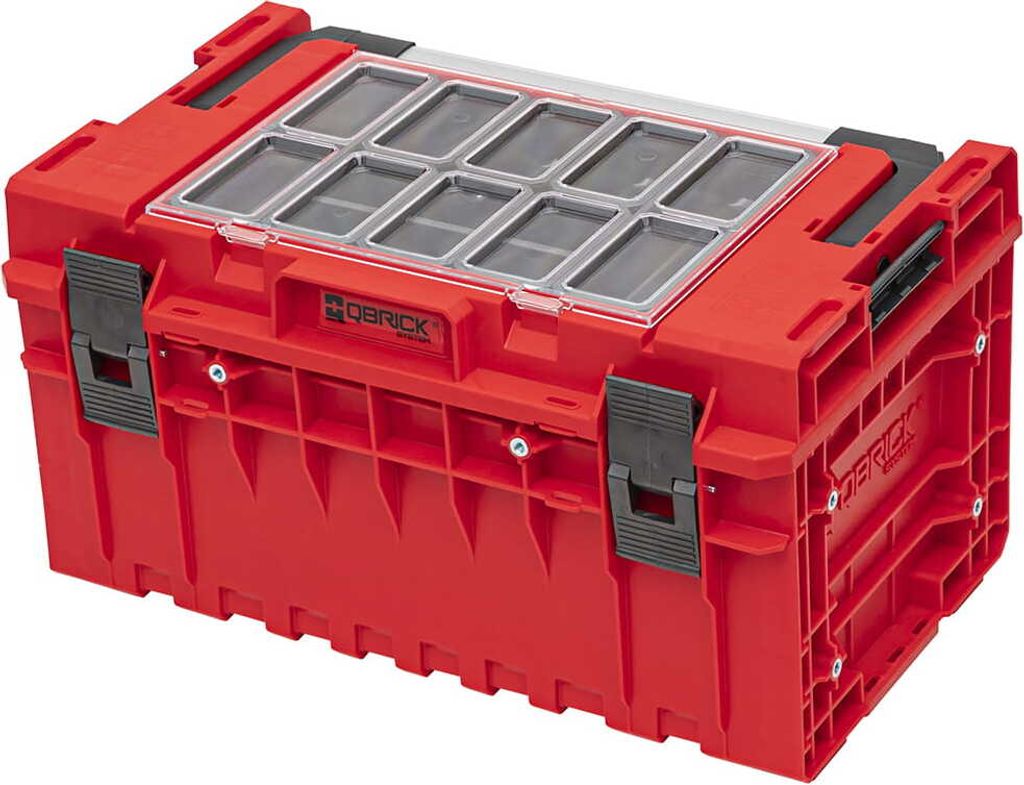 Qbrick System ONE 350 2.0 Expert RED ULTRA HD Custom Werkzeugkoffer modularer Organizer 585 x 385 x 320 mm 38 l stapelbar IP66