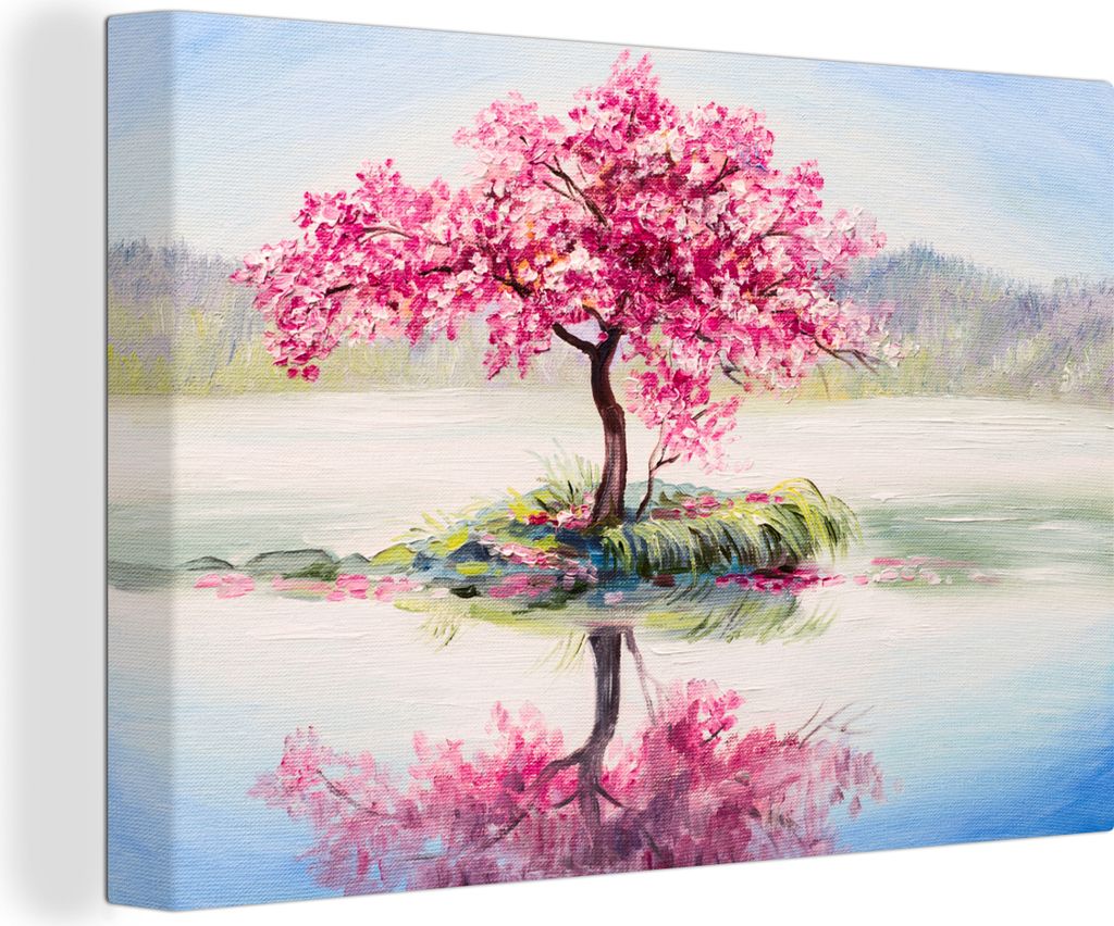 OneMillionCanvasses - Leinwandbilder - 150x100 cm, Gemälde - Blüte - Wasser - Ölgemälde, Wandbilder Kunstdruck Wanddekoration - Foto auf Lein...