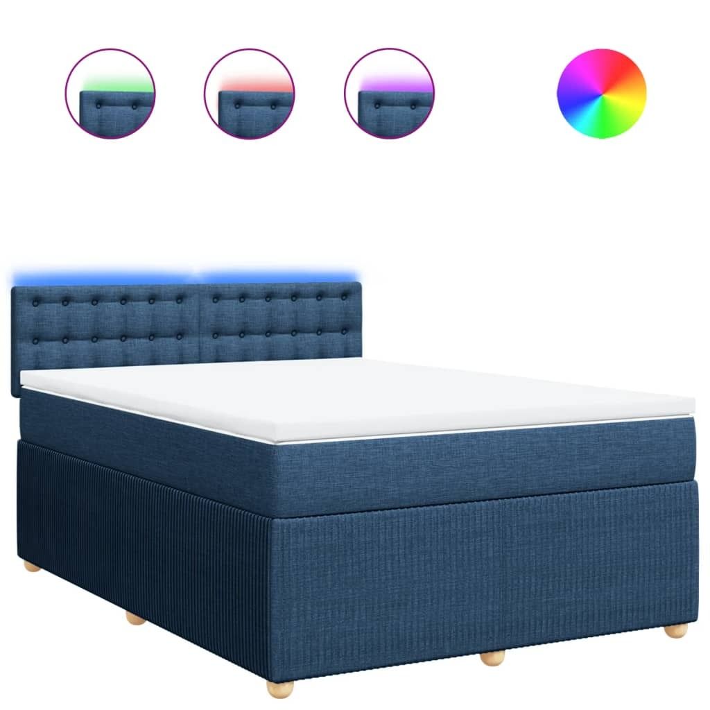 Best Möbel Boxspringbett mit Matratze - modernes Design - Blau 140x200 cm Stoff - Doppelbett A3289799