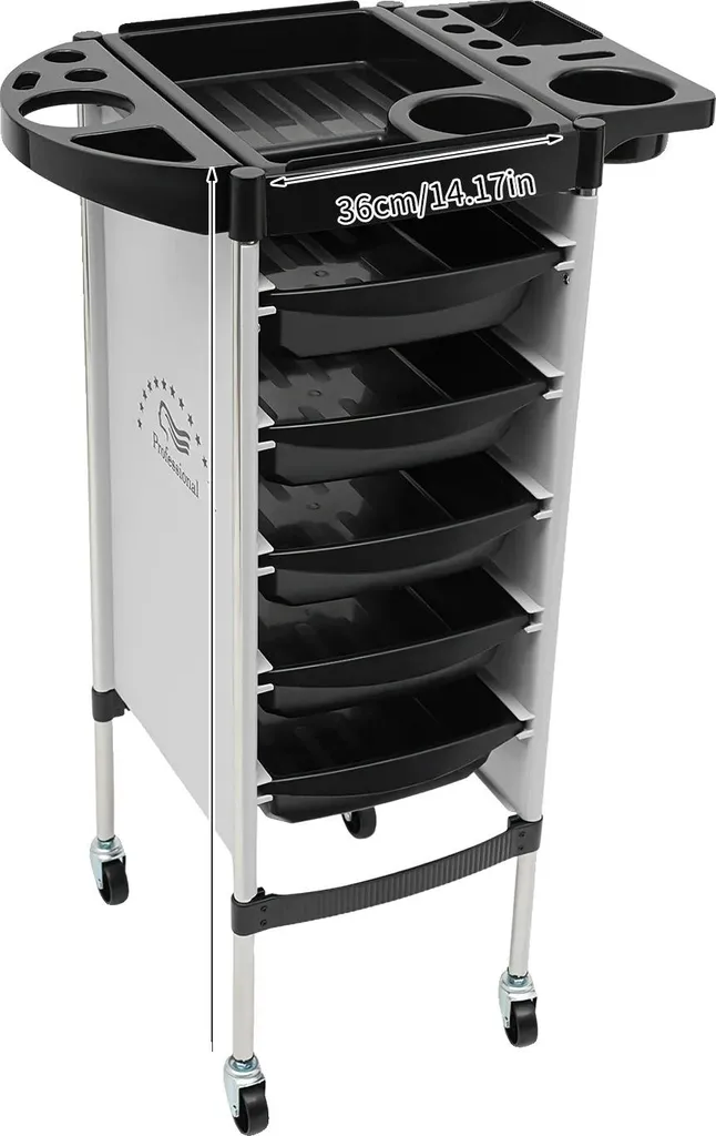 Chariot de coiffeur noir 5 tiroirs : rangez enfin vos outils avec style