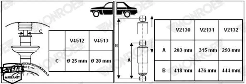 Amortisseur Arrière Monroe V2131 pour Charge Lourde Ducato et Jumper