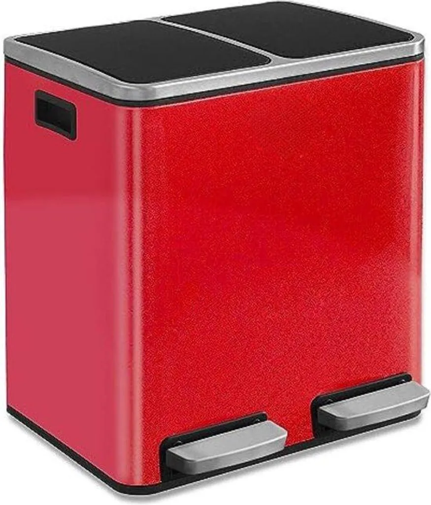 Aspirateur rouge de 60 litres avec bac à pédale fixe pour sol propre