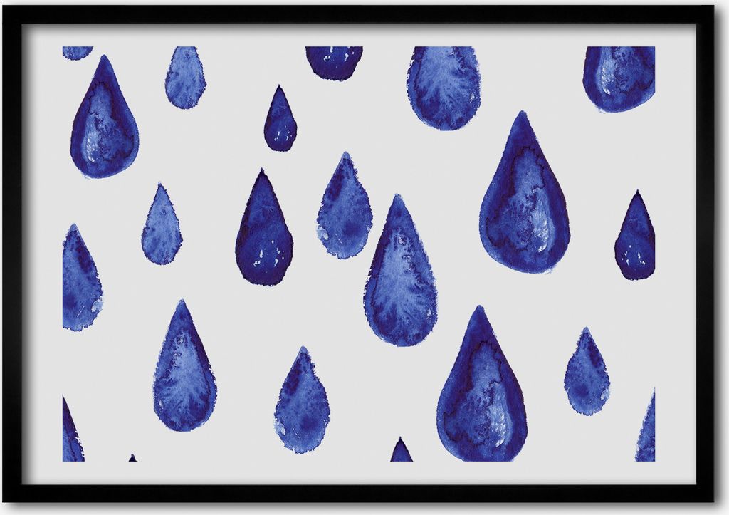 Bild - Bilderrahmen - 100 cm x 70 cm - MDF - Rahmen - Foto - Wandkunst blauer Tropfen