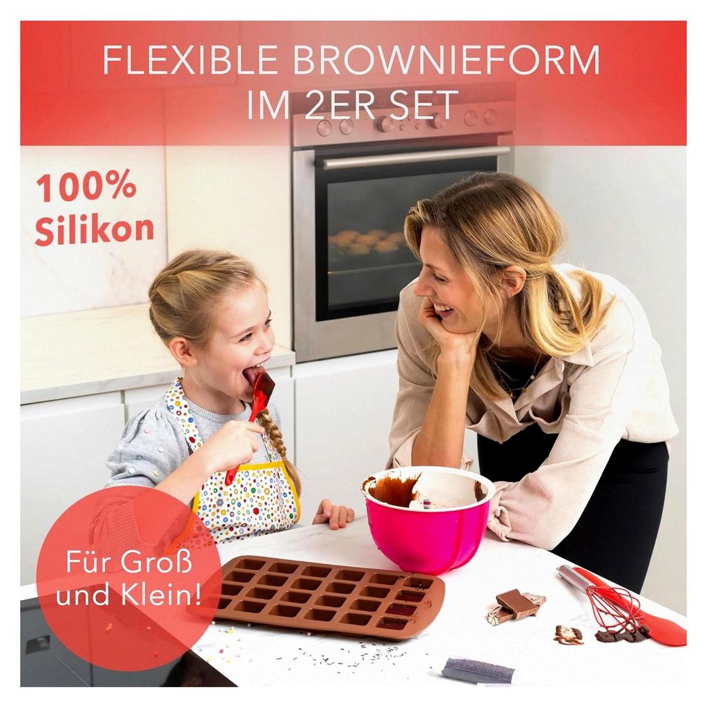 Silikon Brownie Backform (2er Set) BPA-frei mit Antihaftbeschichtung