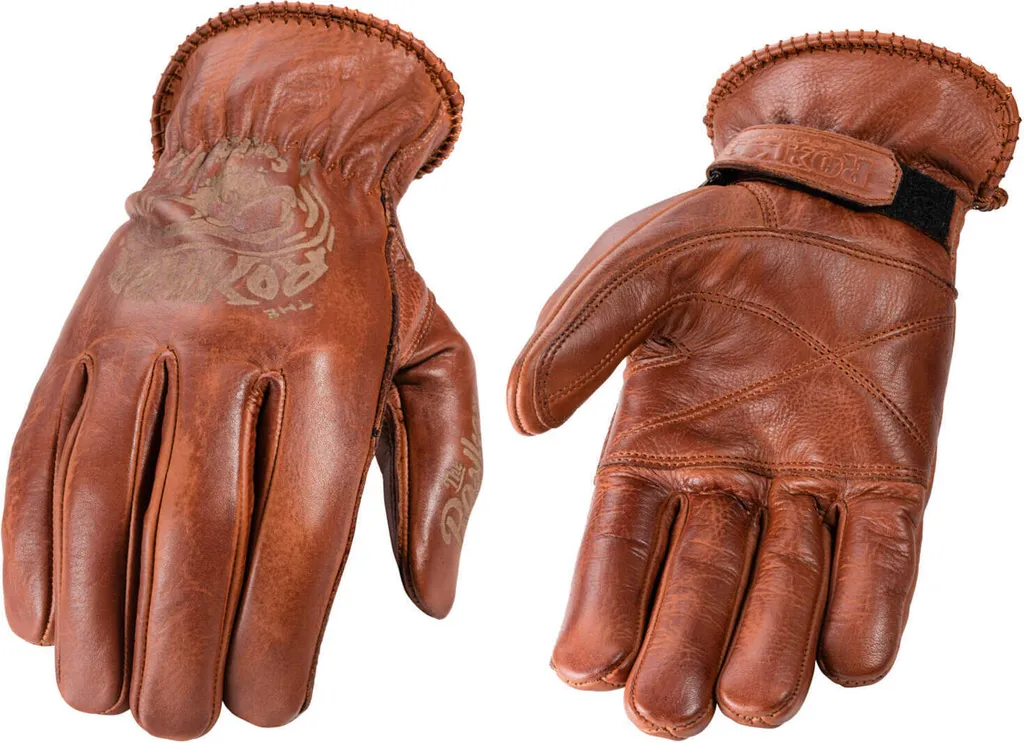 Gants de moto en cuir marron avec motifs Tattoo Skull pour homme 3XL