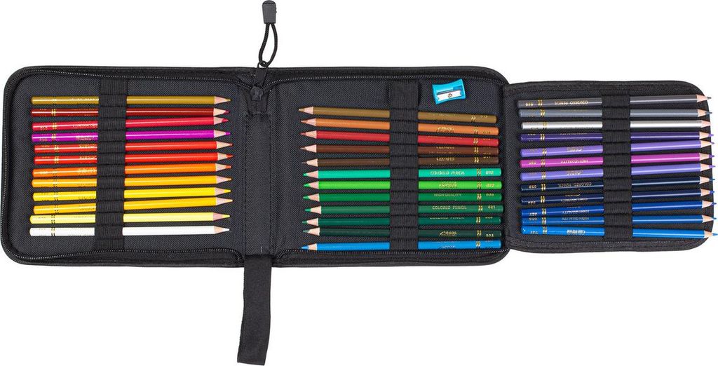 Zeichen-set 48-teilig für Kinder mit Buntstiften zum Malset in Bleistiftbox