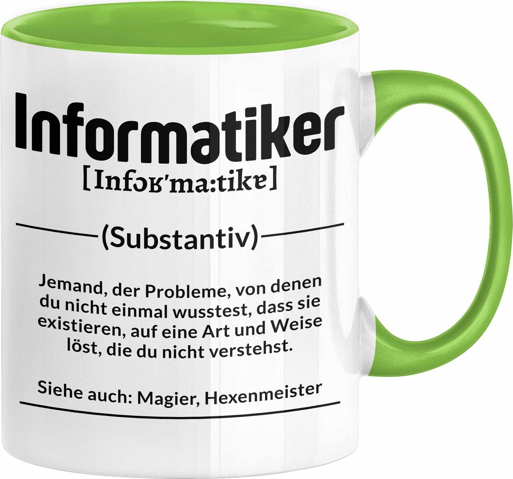 Informatiker Geschenk Tasse Kaffee-Becher Geschenkidee für Informatiker IT-Experte Softwareentickler (Grün)