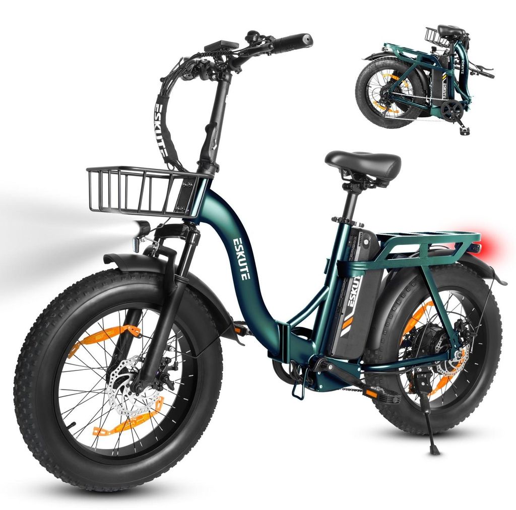 ESKUTE D202 E-Bike - Motor 250W Akku 48V20.8Ah 20x4 Mechanische Scheibenbremsen - Grün