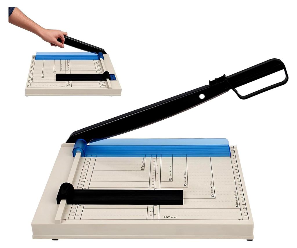 Papierschneider A4, Hebelschneider für A4/B5/A5/B6/B7, 12 Blatt Kapazität, Schneidemaschine für Papier, Karten, Fotos