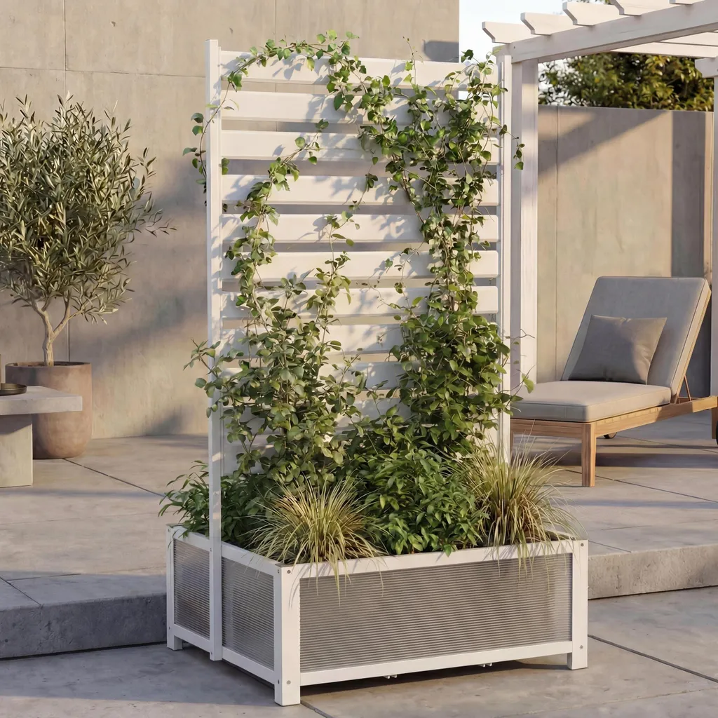 Jardinière aluminium anticorrosion avec espalier blanc 158x90x75 cm
