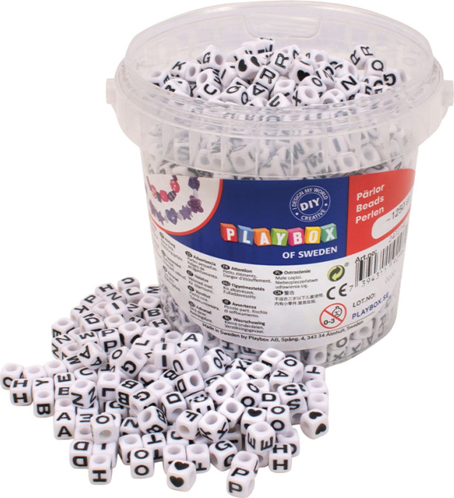 Set mit 1250 Würfelperlen zum Aufreihen mit Buchstaben, Durchmesser 6,5 mm