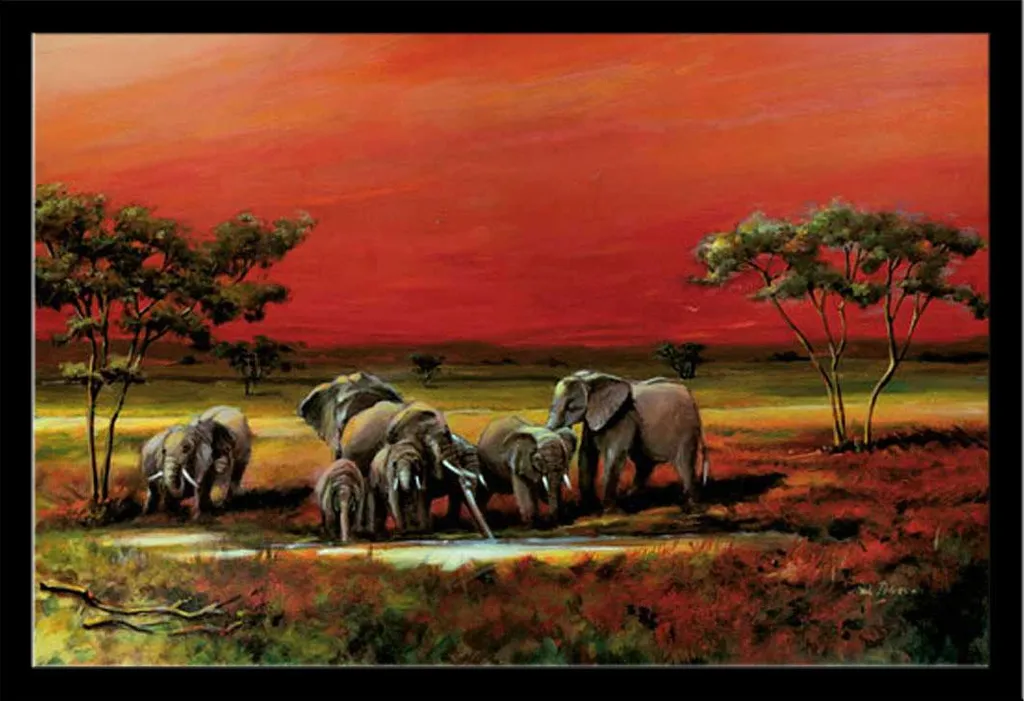 Poster Afrique Éléphants encadré Shinsuke : fini les affiches qui gondolent