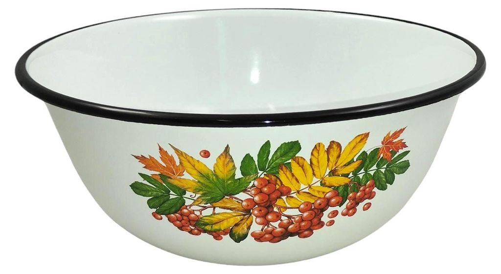 Kalina Emaille Schüssel RUND 3,5 Liter ca 26cm mit Motiv Durchmesser/Retro Nostalgie Geschirr, emailliert