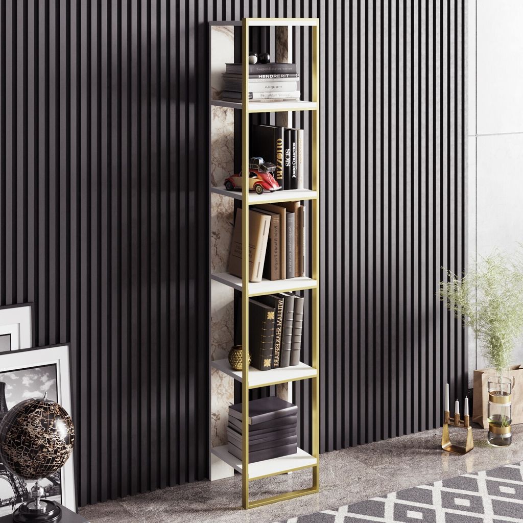 Skye Decor, Polka - White, Bücherregale, Gold, 32,2 x 178,5 Produktbild 