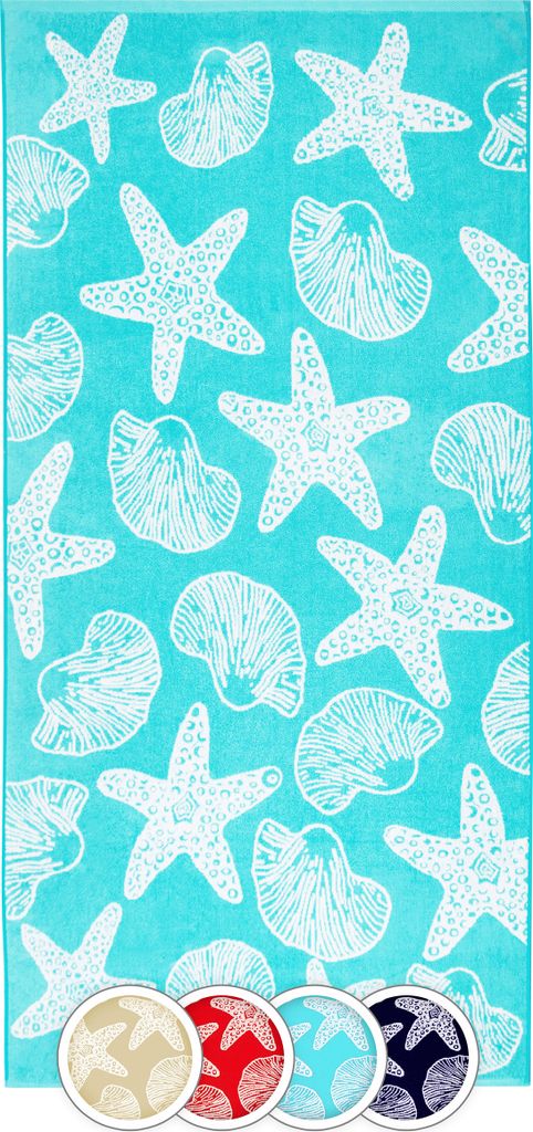 Strandlaken, 100% Baumwolle, 90x180 cm, türkis mit Produktbild 
