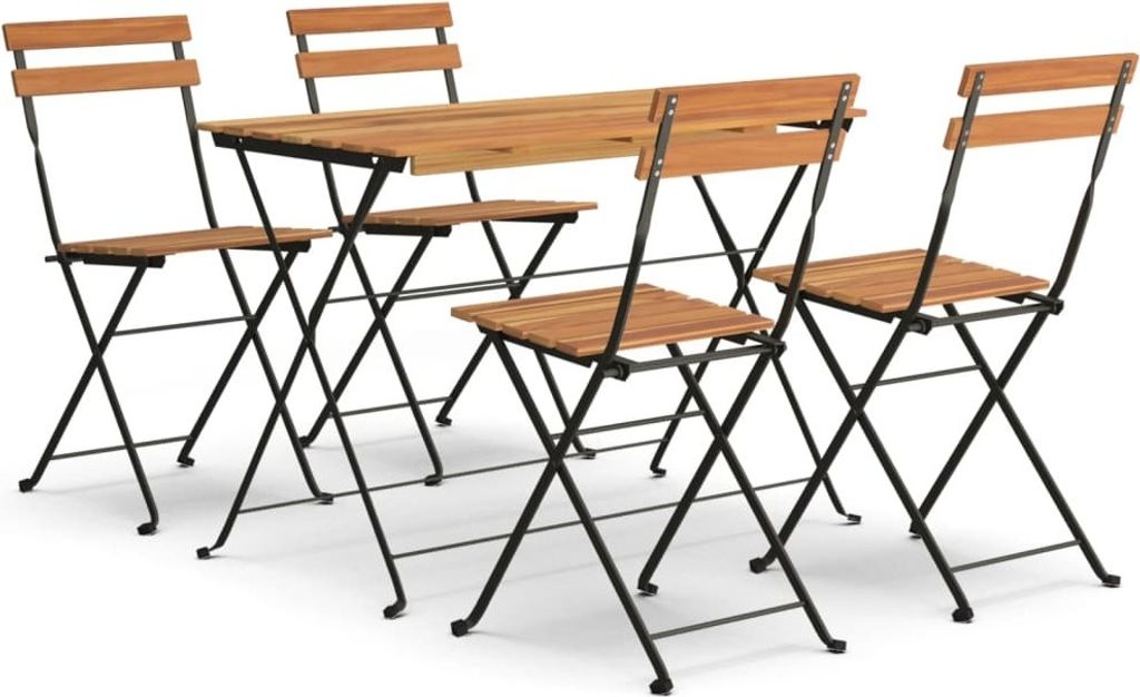 5-tlg. Bistro-Set Klappbar Massivholz Akazie und Stahl