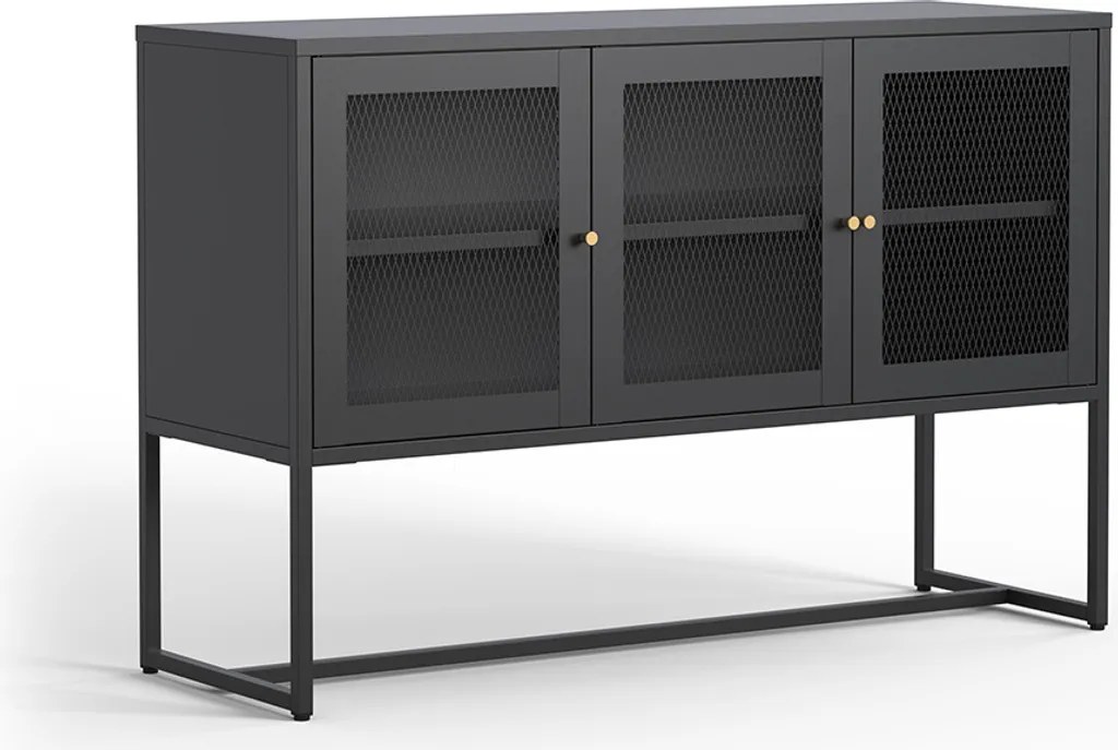 Vitrine Athènes Milton & Oldbrook Noir 120x40x80 cm - Buffet vitré chic