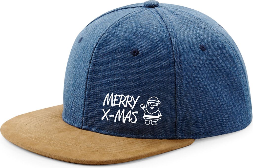 Huuraa Cappy Mütze Merry X-Mas Weihnachtsmann Denim Baumwolle und Polyester Snapback Kappe Geschenkidee