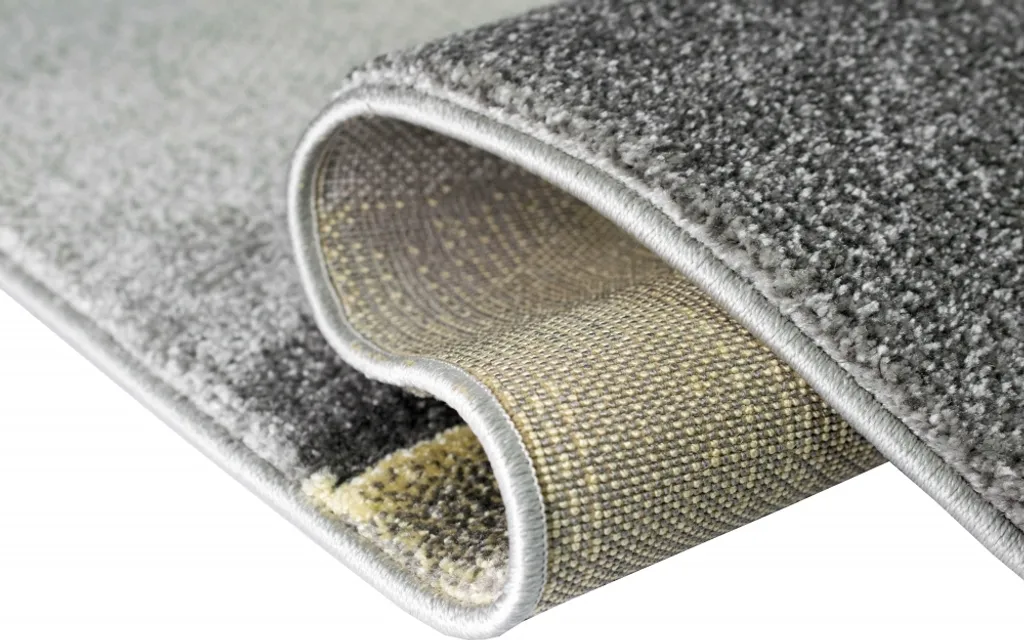 Tapis poils ras 80x300 cm jaune et gris résistant et facile à nettoyer - 3
