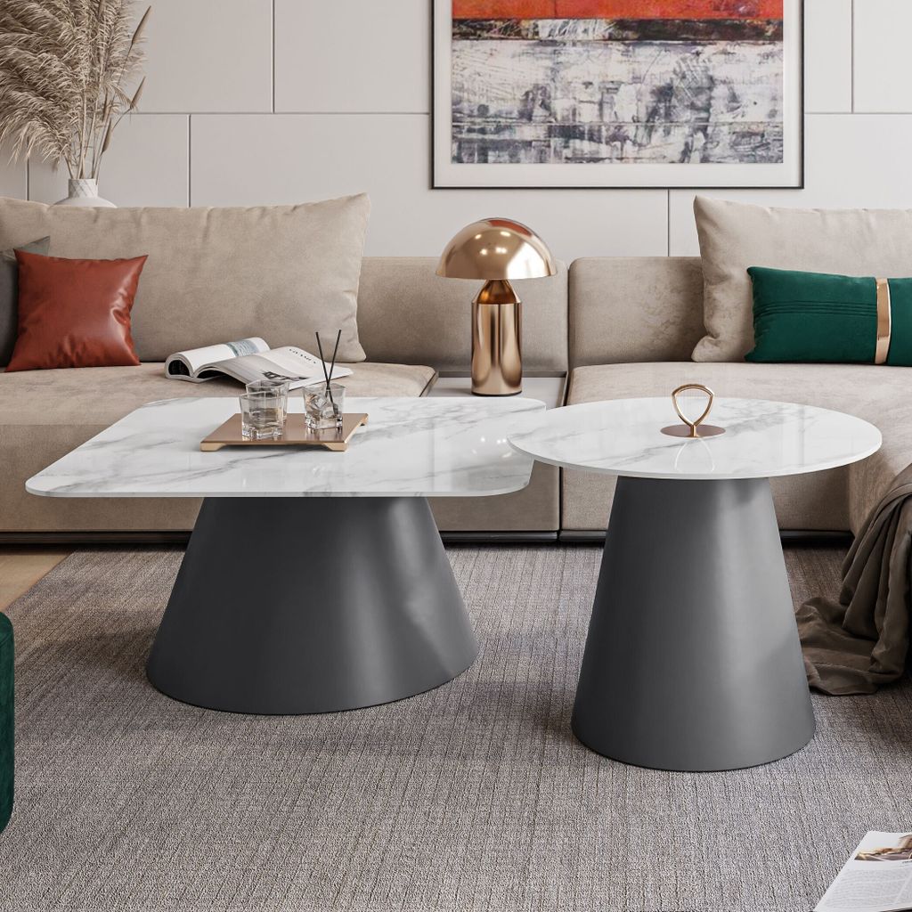2in1 Couchtisch CASTELLE II weiß hochglanz, Grau / Weiß Produktbild 