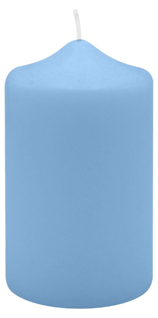 Spitzkopf Stumpen Kerzen Blue Bell Hellblau 12 x Ø 7 cm, 6 Stück