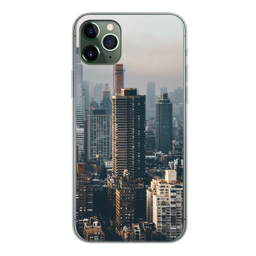 MuchoWow Handyhülle Schutzhülle Hülle für iPhone 11 Pro Max New York - Skyline - Amerika Silikon Softcase Handy Hülle - Schutz