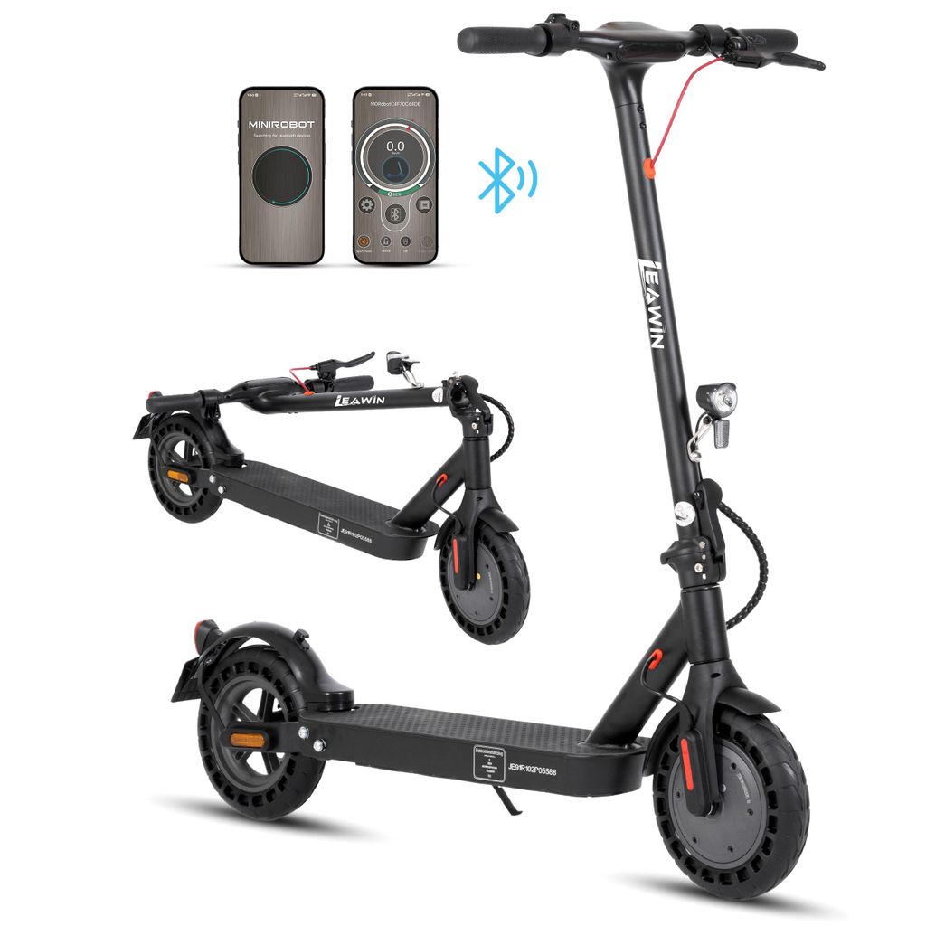 Leawin E9T E-Scooter mit Straßenzulassung ABE, 10 Zoll Wabenreifen, 500W, 20 km/h, App, LED-Display, faltbar, Scheibenbremse, Doppelfederung, 120 kg