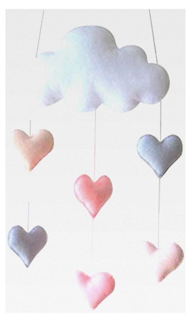 Mobiles Hängendes Baby-Windspiel, Deckenmobile, Motiv: Wolke und Herzen, Hängedekoration, Girlande für Kinderzimmer und Babyparty