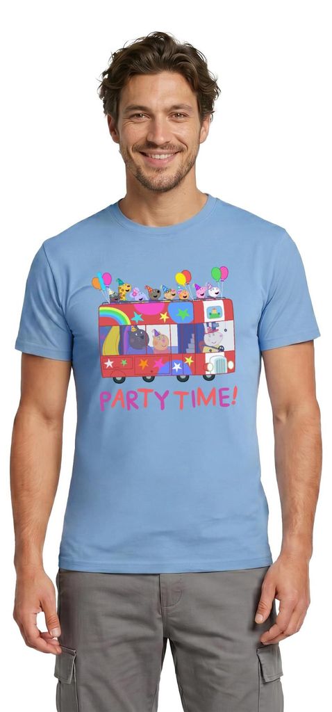 Spreadshirt Peppa Pig Design Party Time Mit Peppa Männer T-Shirt, XL, Carolina Blue