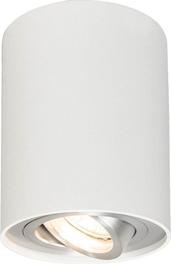 QAZQA - Design Moderner Spot I Spotlight I Deckenspot I Deckenstrahler I Strahler I Lampe I Leuchte Weiß und Stahl I Silber I nickel matt, dreh- u...