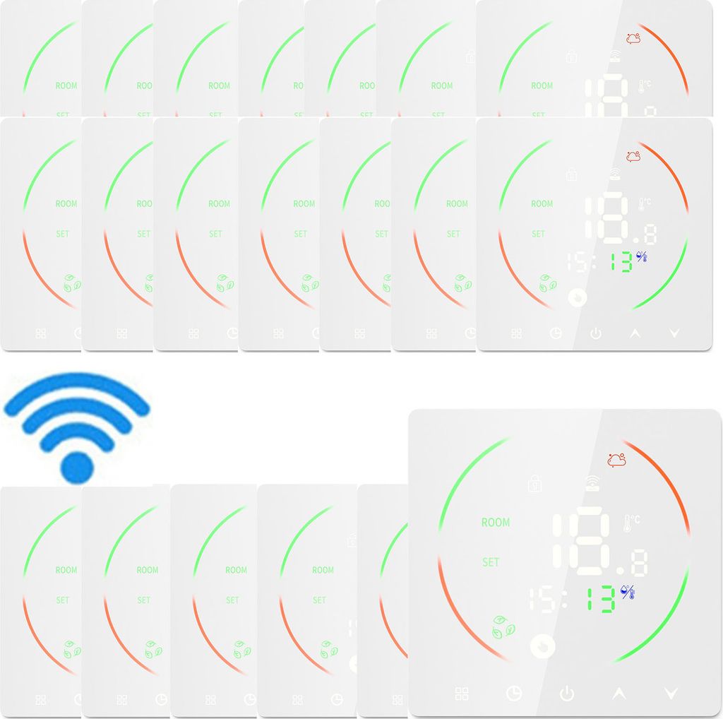 20x Smart Tuya WiFi Thermostat Raumthermostat fuer 3A Warmwasserbereitung Fussbodenheizung,Programmierbarer Temperaturregler LCD Wandthermostat, Weiss